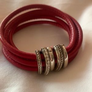 Red leather Brighton magnetic snap closure bracelet EUC